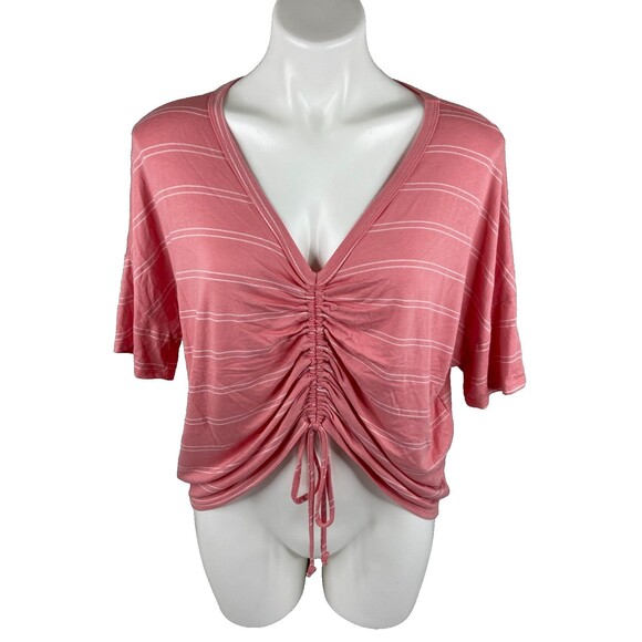 Fantastic Fawn Women Small Peach Top Cinch Front Cropped NWT - Picture 1 of 9